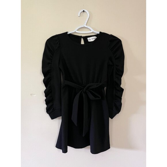 Rare Editions Girls Size 7 Black Long Sleeve Dress Tie Formal - Picture 1 of 4